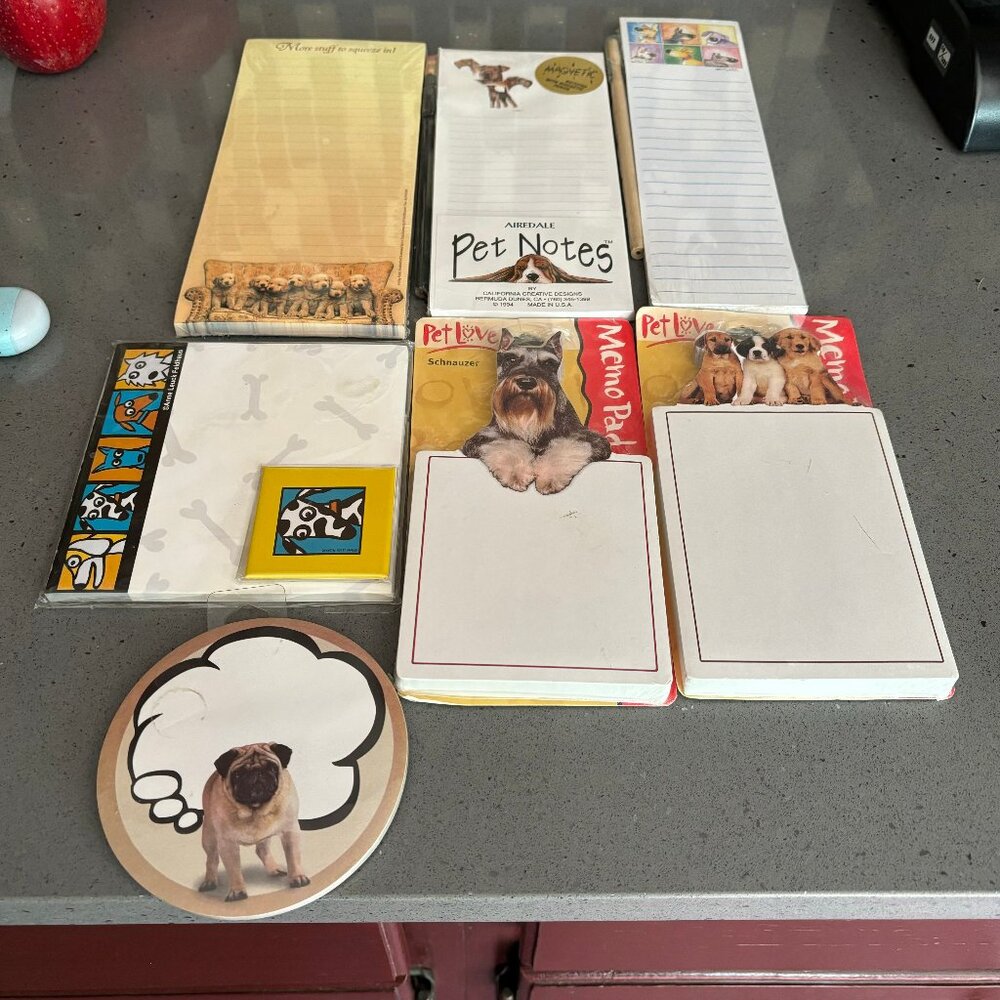 7 dog/puppy themed notepads